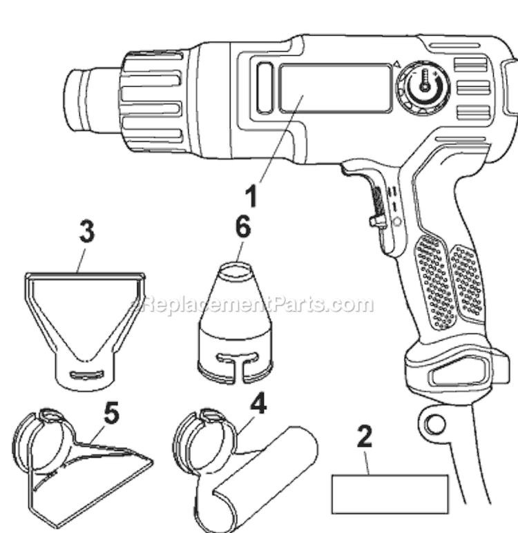 Page A Diagram and Parts List for HG1300 Type 1 Black and Decker Heat Gun